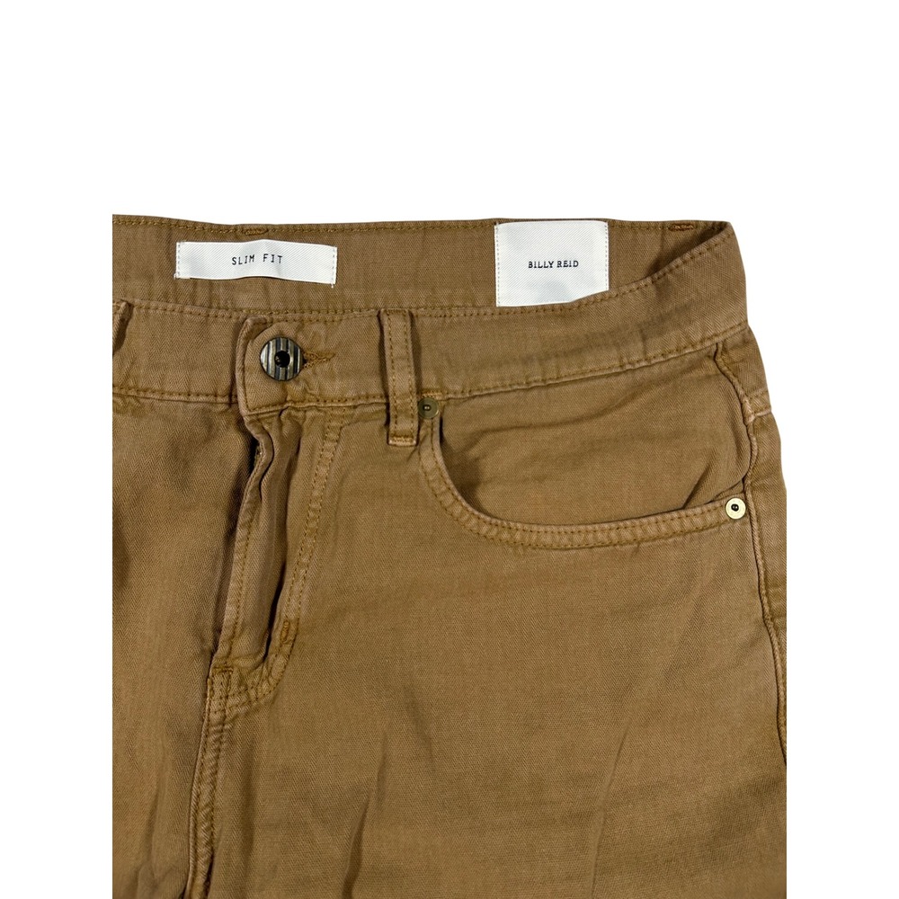 Billy Reid Slim Fit Pants Mens 33x32 Brown Cotton Linen Blend Casual Trousers